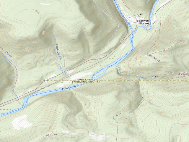 USGS topographic map of Tioga State Forest roadside campsite Hoffman 007