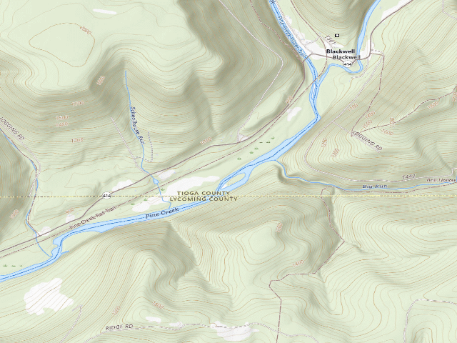 USGS topographic map of Tioga State Forest roadside campsite Hoffman 008