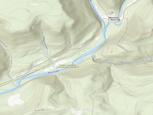 USGS topographic map of Tioga State Forest roadside campsite Hoffman 009