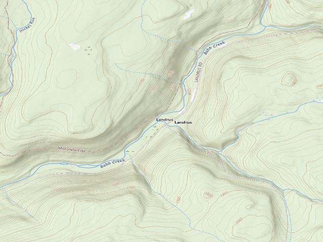 USGS topographic map of Tioga State Forest roadside campsite Landrus Foundations 841