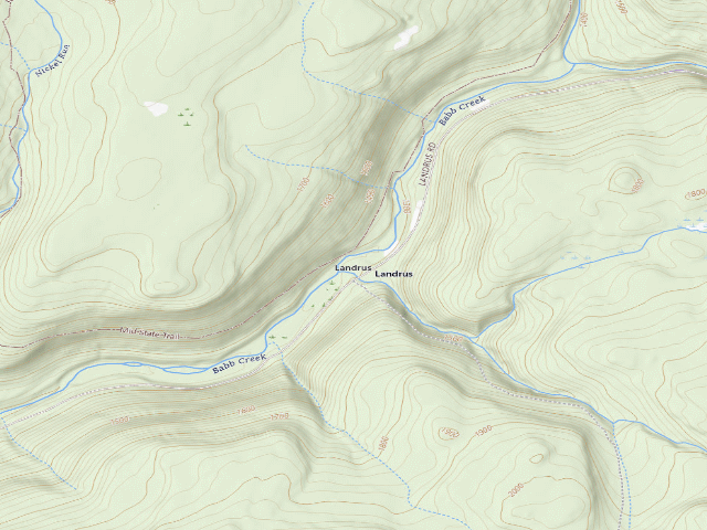 USGS topographic map of Tioga State Forest roadside campsite Landrus Foundations 842