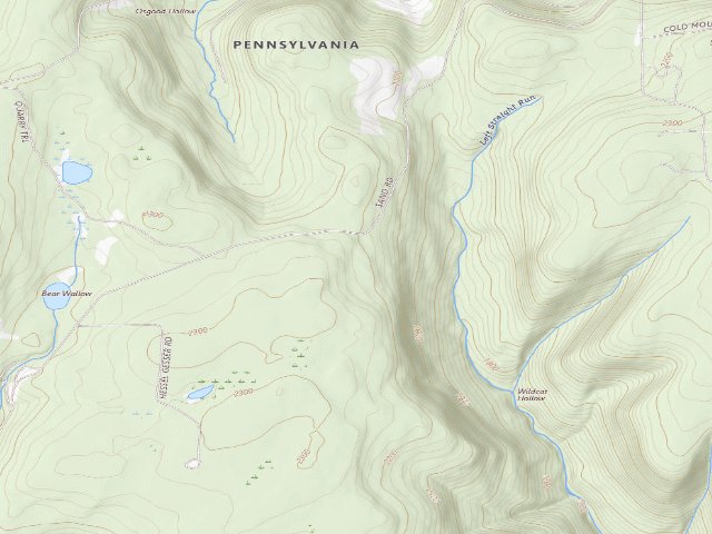 USGS topographic map of Tioga State Forest roadside campsite Left Strait Equestrian 751