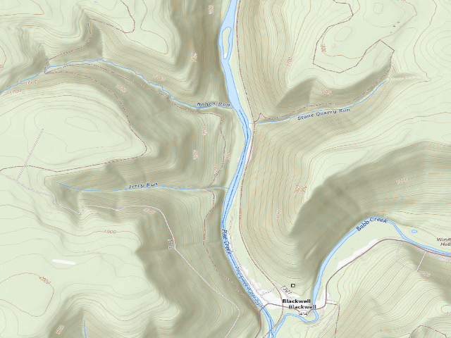 USGS topographic map of Tioga State Forest water-trail campsite Bohen Trail Jerry Run