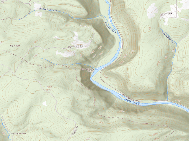 USGS topographic map of Tioga State Forest water-trail campsite Pine Creek Good Spring Hollow