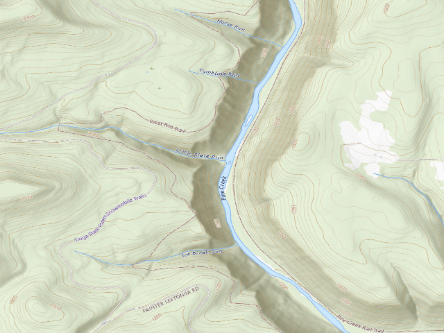 USGS topographic map of Tioga State Forest water-trail campsite Pine Creek Little Slate South