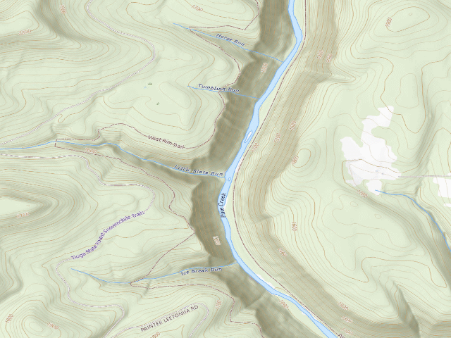 USGS topographic map of Tioga State Forest water-trail campsite Pine Creek Little Slate North