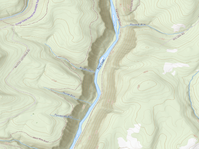USGS topographic map of Tioga State Forest water-trail campsite Pine Creek Burdic Run South