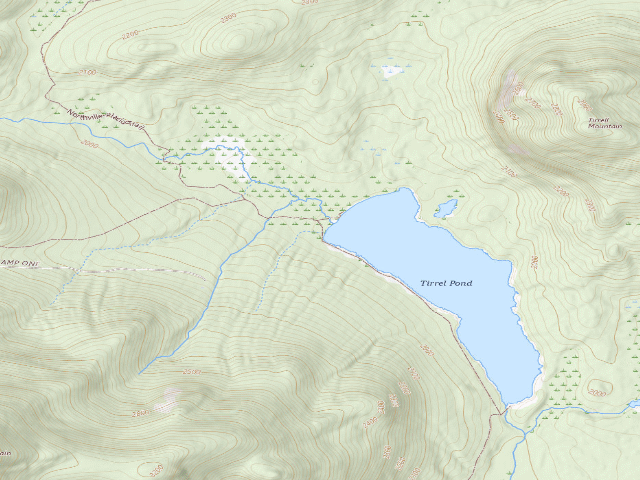 USGS topographic map of Tirrell Pond North Tentsites [DEC #3979] (Blue Mountain Wild Forest)