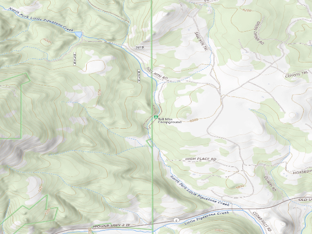 USGS topographic map of Toll Mountain Campground