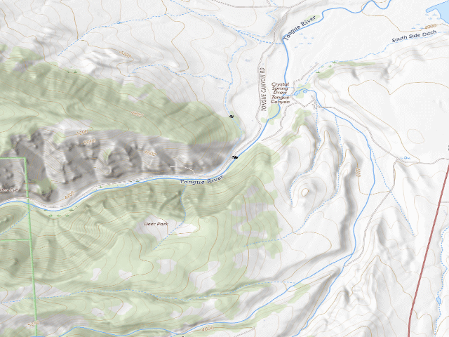 USGS topographic map of Tongue River Canyon PAA Campground