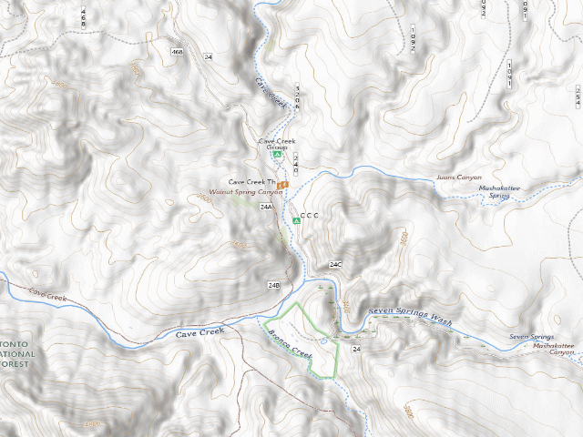 USGS topographic map of Tonto National Forest