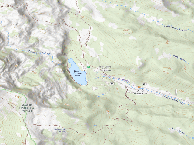 USGS topographic map of Tony Grove Lake Campground