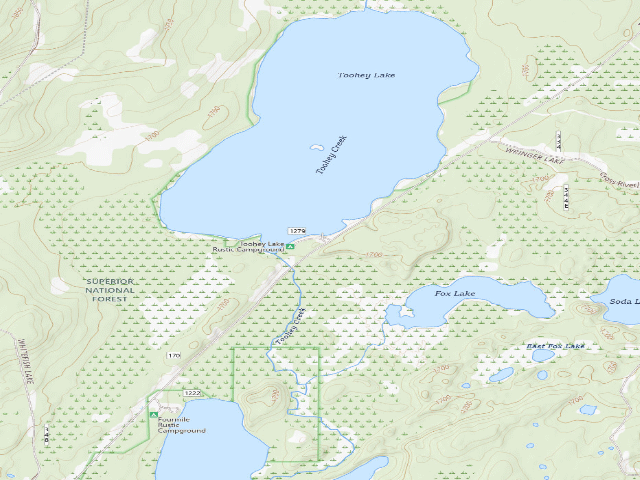 USGS topographic map of Toohey Lake Campground