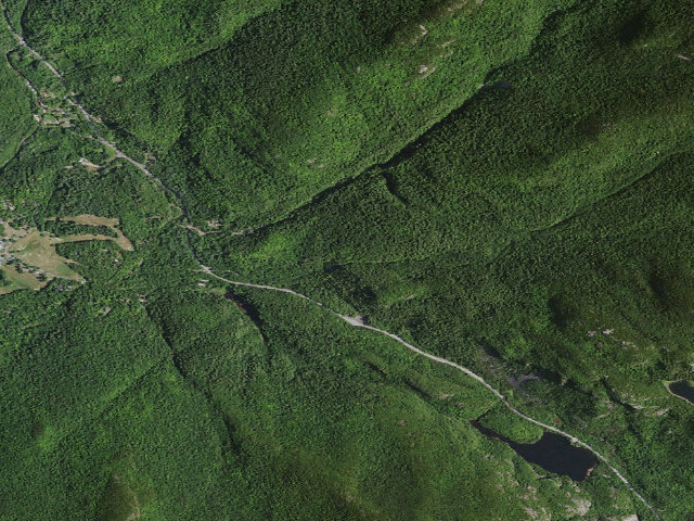 Aerial image of Top Of Roaring Brook Falls Campsite (Giant Mountain Wilderness)