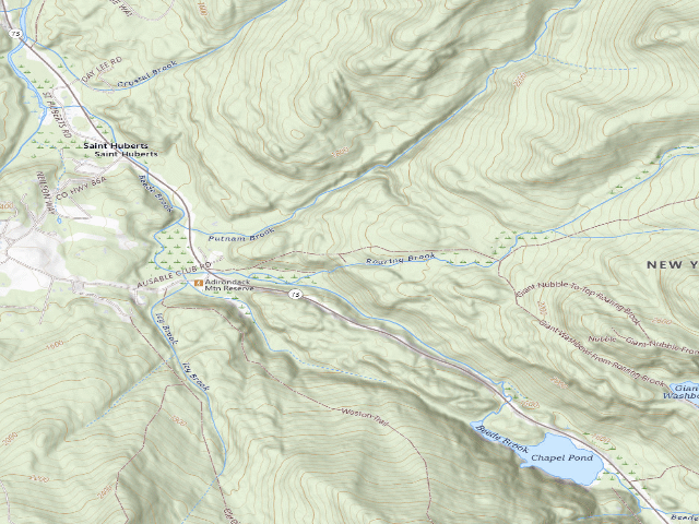 USGS topographic map of Top Of Roaring Brook Falls Campsite (Giant Mountain Wilderness)