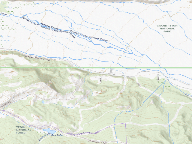 USGS topographic map of Toppings Spread 1S