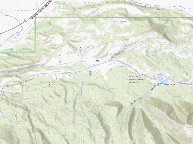 USGS topographic map of Toppings Spread 23A