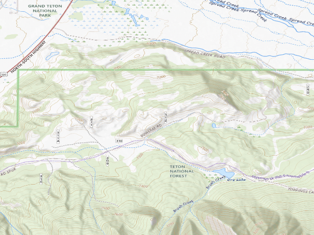 USGS topographic map of Toppings Spread 27