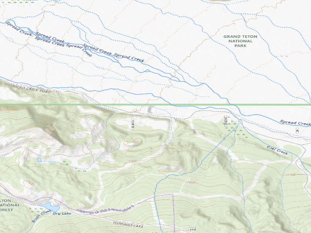 USGS topographic map of Toppings Spread 2S