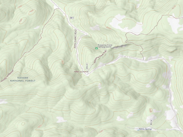 USGS topographic map of Toquima Cave Campground
