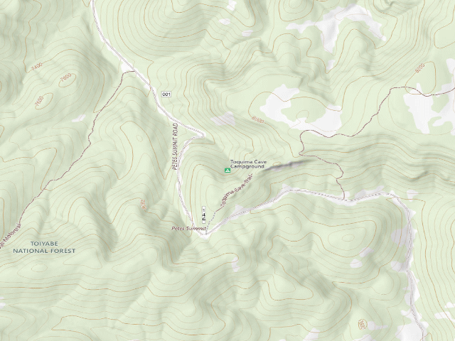 USGS topographic map of Toquima Cave Campground