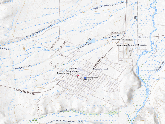 USGS topographic map of Town of Encampment RV Park (Encampment)