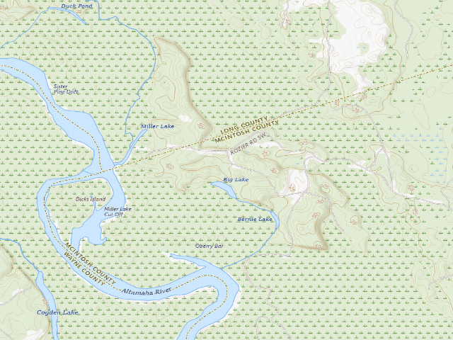 USGS topographic map of Townsend WMA - Big Lake Primitive Campground