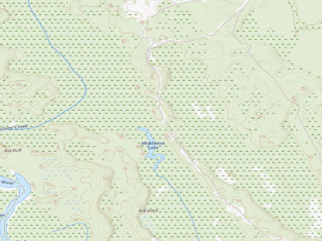 USGS topographic map of Townsend WMA - Middleton Lake Primitive Camp