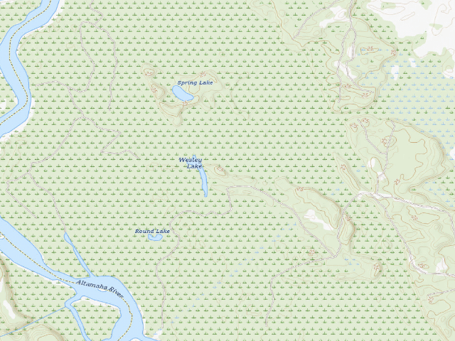 USGS topographic map of Townsend WMA - Wesley Lake Primitive Campground