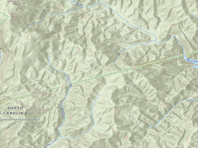 USGS topographic map of Toxaway Game Land camping area #1