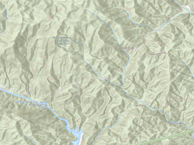 USGS topographic map of Toxaway Game Land camping area #5