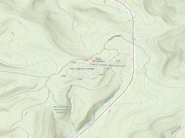 USGS topographic map of Tracy Ridge Rec Area