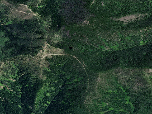 Aerial image of Trail 631, 629, 28 Trailhead