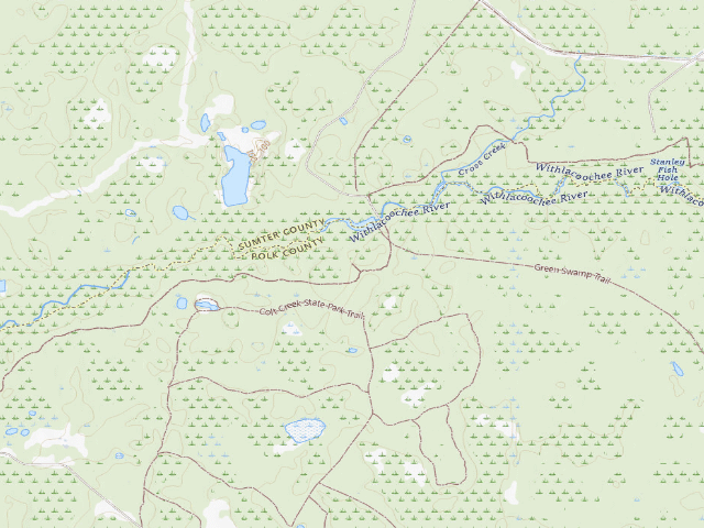 USGS topographic map of Trail Ford (Green Swamp Wilderness Preserve - East Tract)