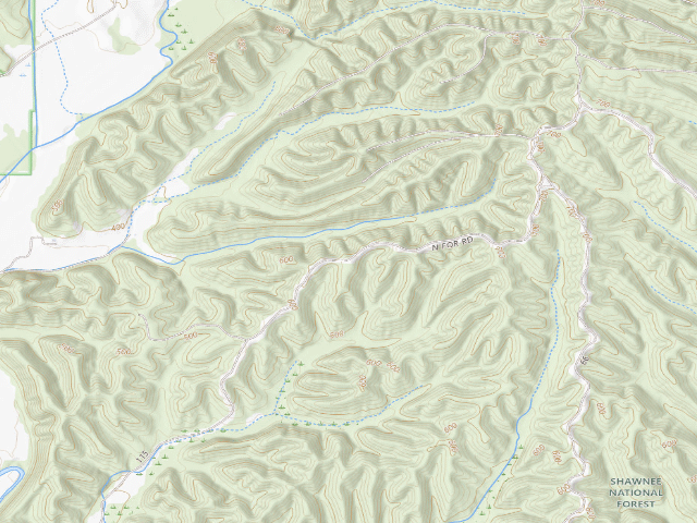 USGS topographic map of Trail of Tears State Forest - Campsite 2