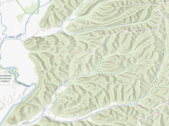 USGS topographic map of Trail of Tears State Forest - Campsite 4