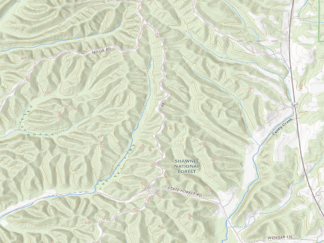 USGS topographic map of Trail of Tears State Forest - Campsite 5