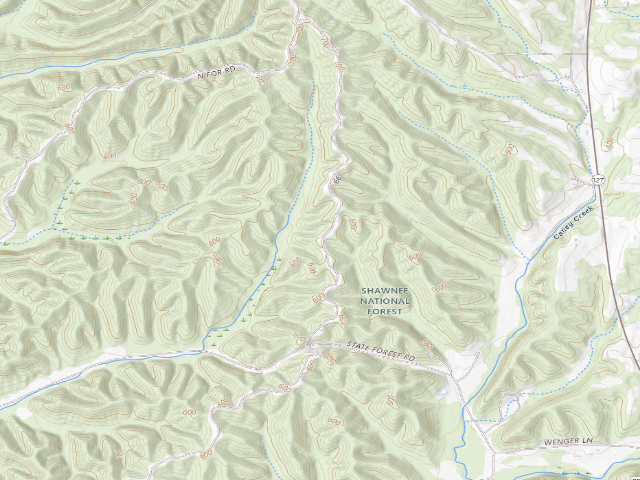 USGS topographic map of Trail of Tears State Forest - Campsite 6