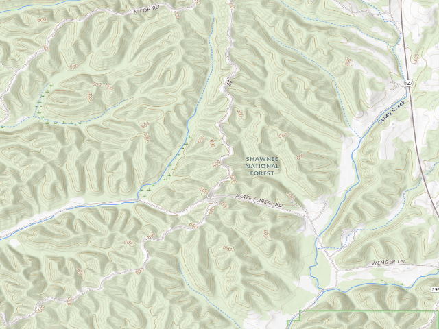 USGS topographic map of Trail of Tears State Forest - Campsite 7