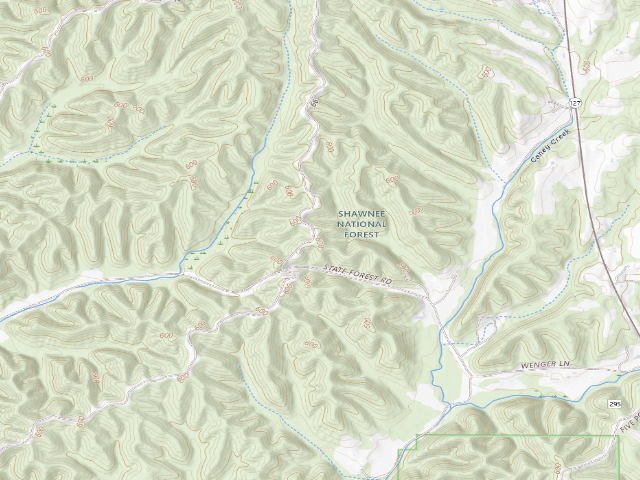 USGS topographic map of Trail of Tears State Forest - Campsite 8