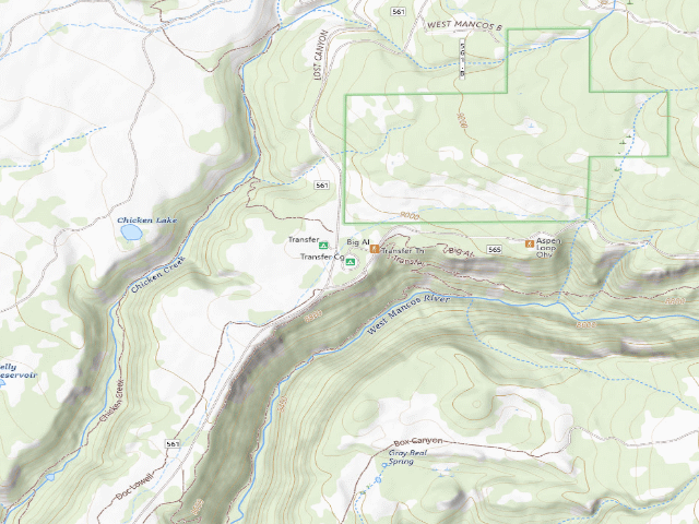 USGS topographic map of Transfer Campground