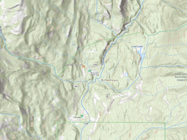 USGS topographic map of Transfer Park Campground