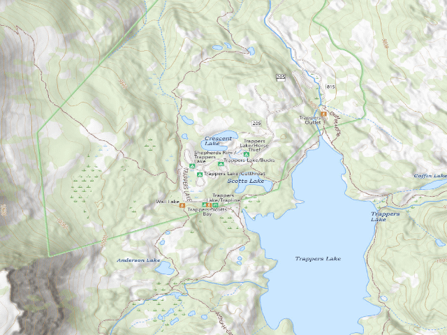 USGS topographic map of Trappers Lake/Bucks