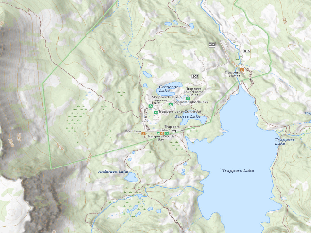 USGS topographic map of Trappers Lake/Cutthroat