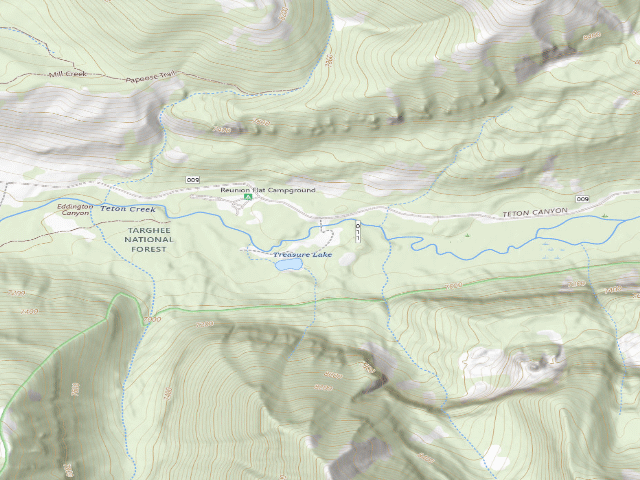 USGS topographic map of Treasure Mountain Campground