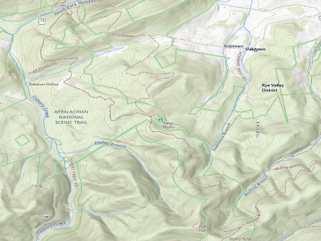 USGS topographic map of Trimpi A.T. Shelter