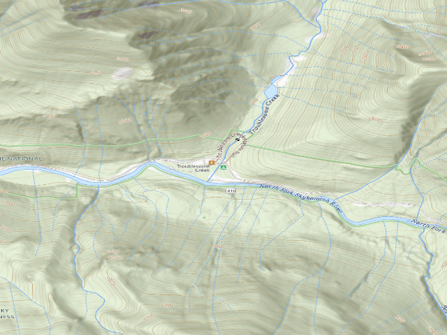 USGS topographic map of Troublesome Creek