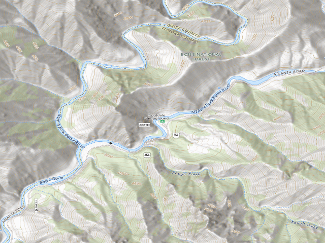 USGS topographic map of Troutdale Campground