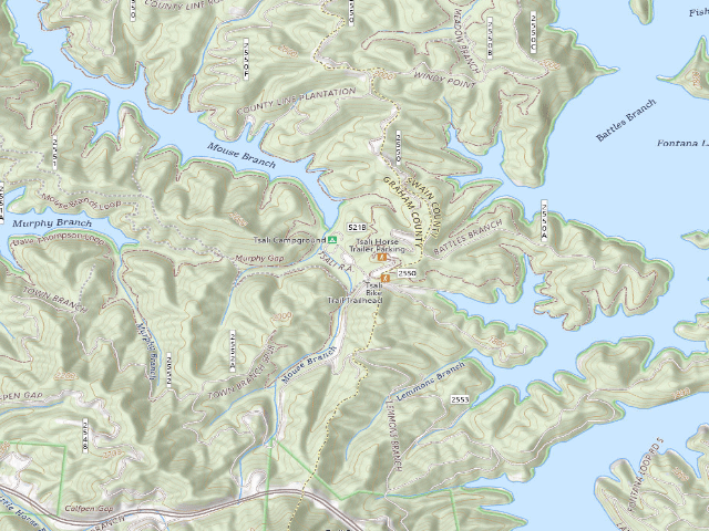 USGS topographic map of Tsali Campground