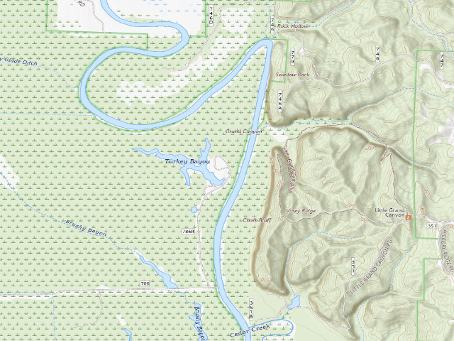 USGS topographic map of Turkey Bayou Campground